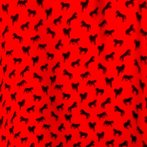 Free People XS blouse top navy horses on red long sl. EX - Picture 6 of 8